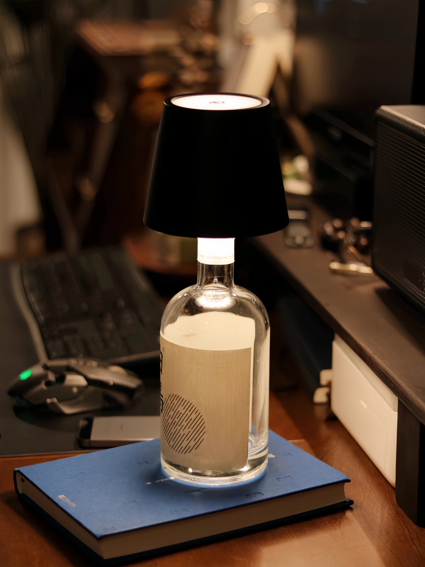 Wireless Bottle Lamp, 3 LED Color Stepless Dimming Wireless Wine Bottle Lamp